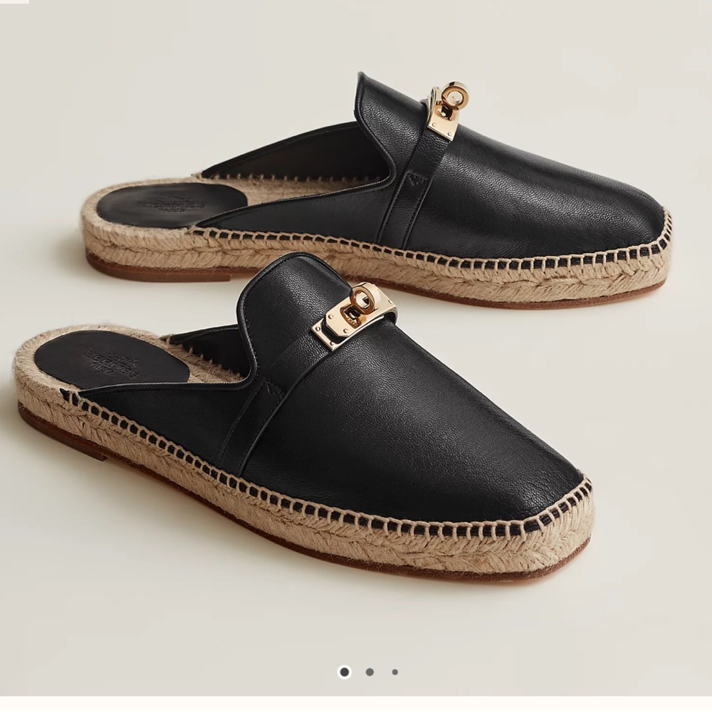 Hermes feria espadrilles 36 black flats 6